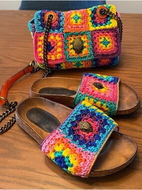 Kurt Geiger Multicolor Crochet Slide Sandals